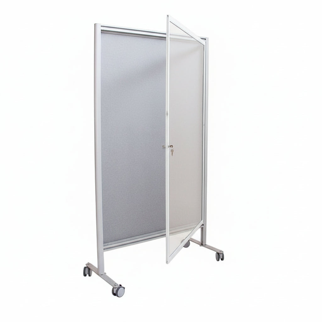 Bacheca autoportante su ruote fondo tessile MD-ALBAFE-D2R