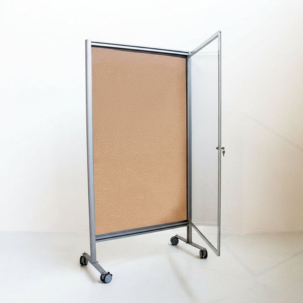 Bacheca autoportante su ruote fondo sughero MD-ALBASU-D2R