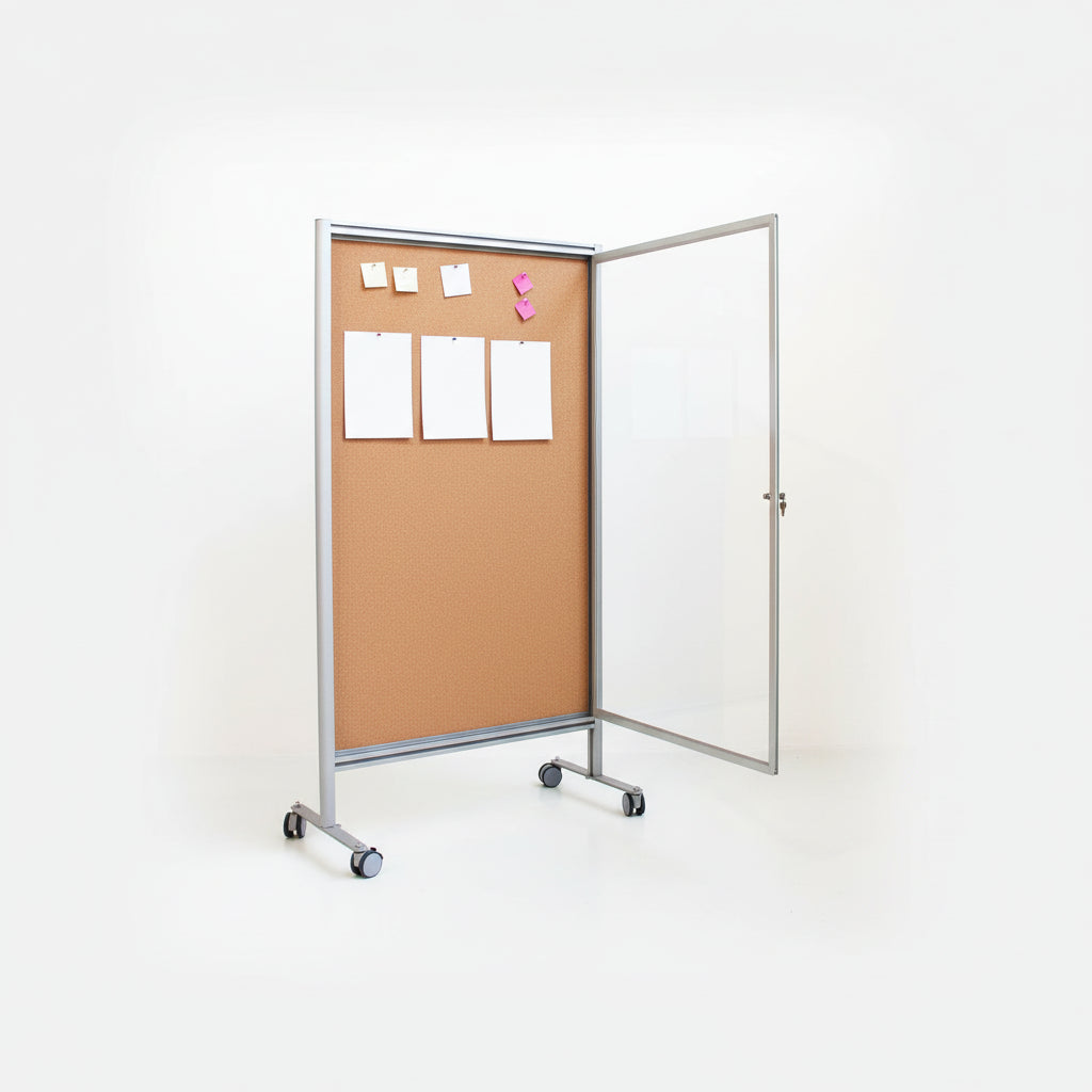 Bacheca autoportante su ruote fondo sughero MD-ALBASU-D2R