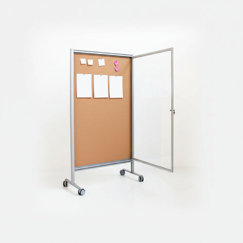 Bacheca autoportante su ruote fondo sughero MD-ALBASU-D2R