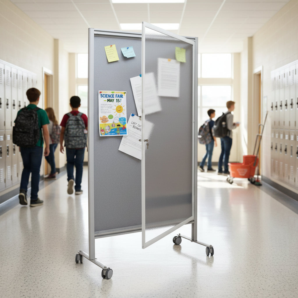 Bacheca autoportante su ruote fondo TESSILE MD-ALBAFE-D2R