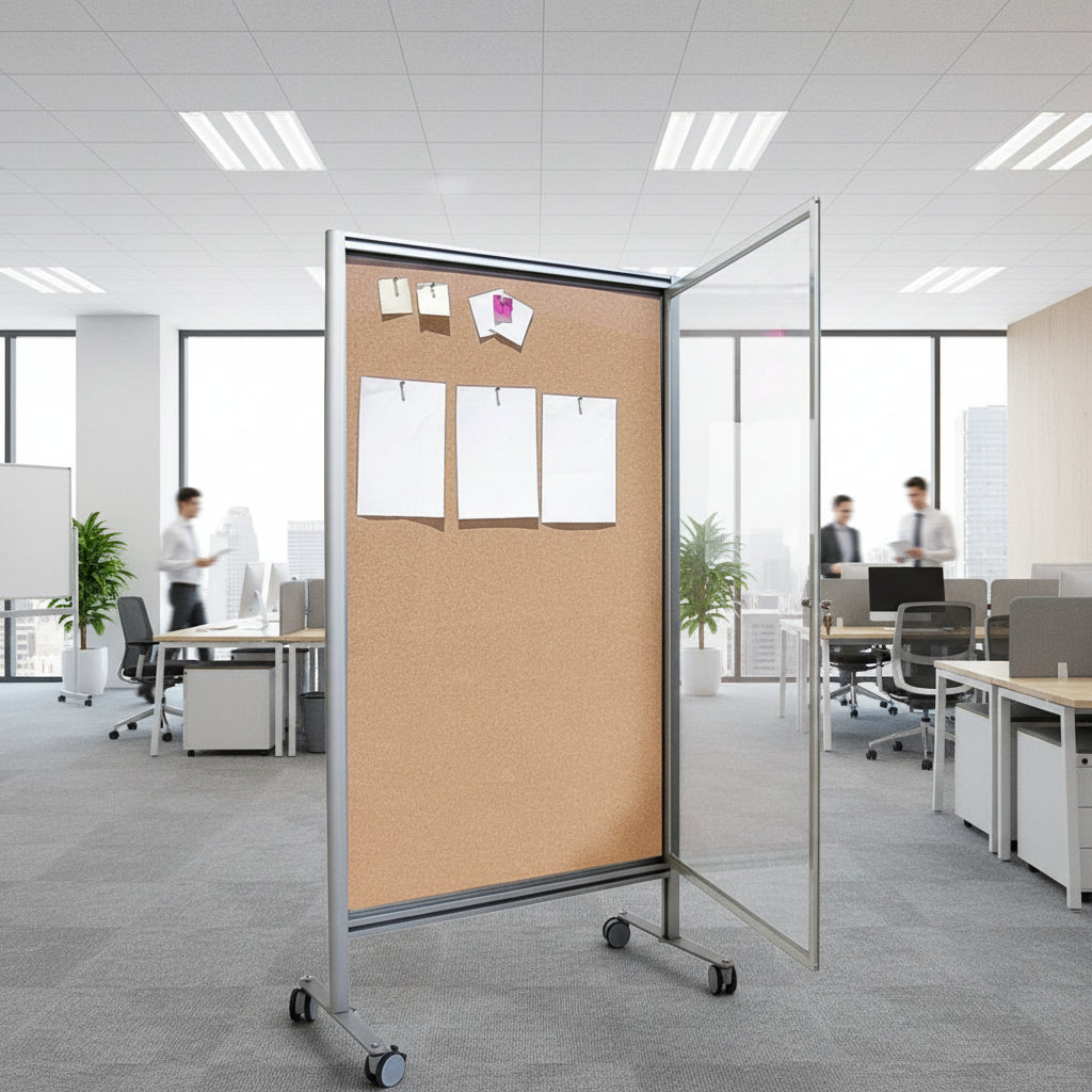 Bacheca autoportante su ruote fondo sughero MD-ALBASU-D2R