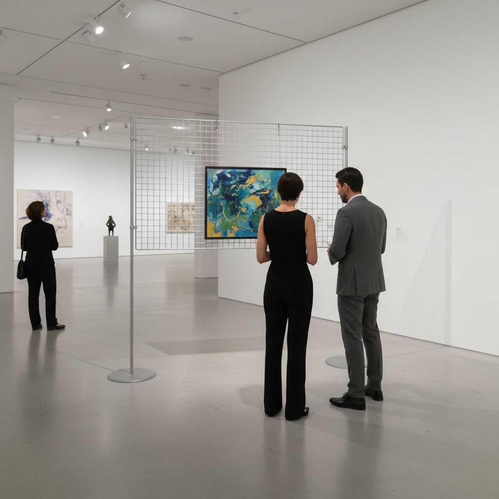 EXPO Horizon | Griglia Espositiva Orizzontale con Piantane Tonde