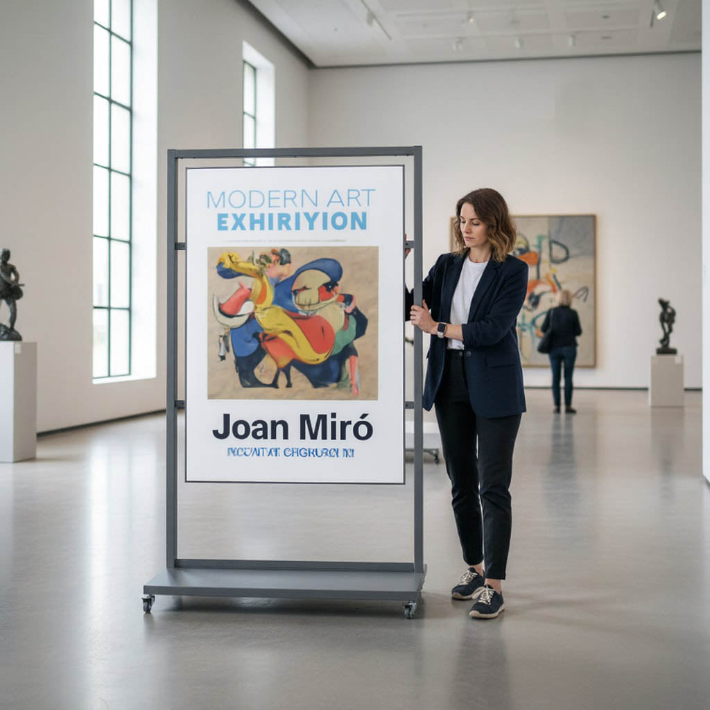 Pannello espositivo su ruote linea SIDEROS MD-PN12R