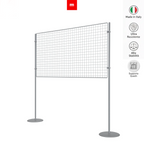 Griglia espositiva autoportante con piantane, ideale per appendere quadri, ganci e pannelli, struttura stabile in metallo.